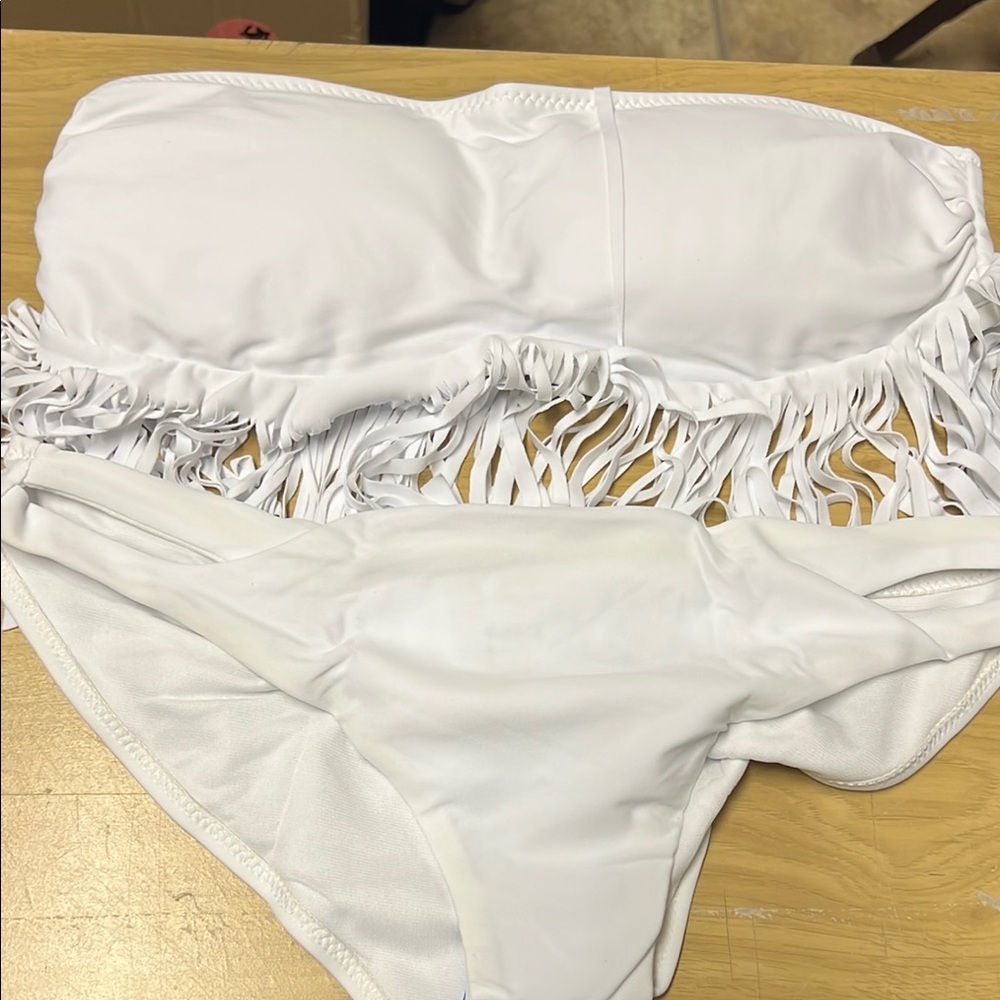 White Fringe Bikini Set